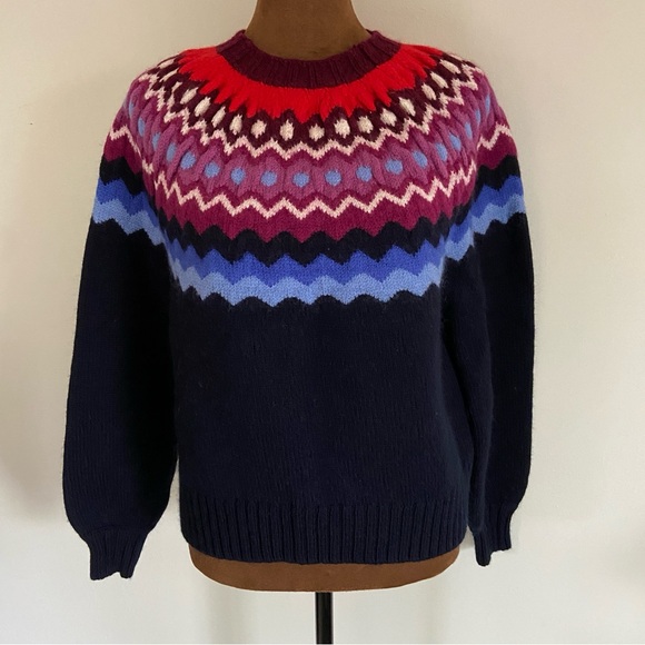 Joie Karenya Wool Blend Crewneck Women's Sweater XS Navy Multicolor - Picture 3 of 7